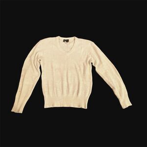 Bocci Vintage80s Silk Angora Sweater V-neck Beige Tweed Mens Windowpane Luxury M